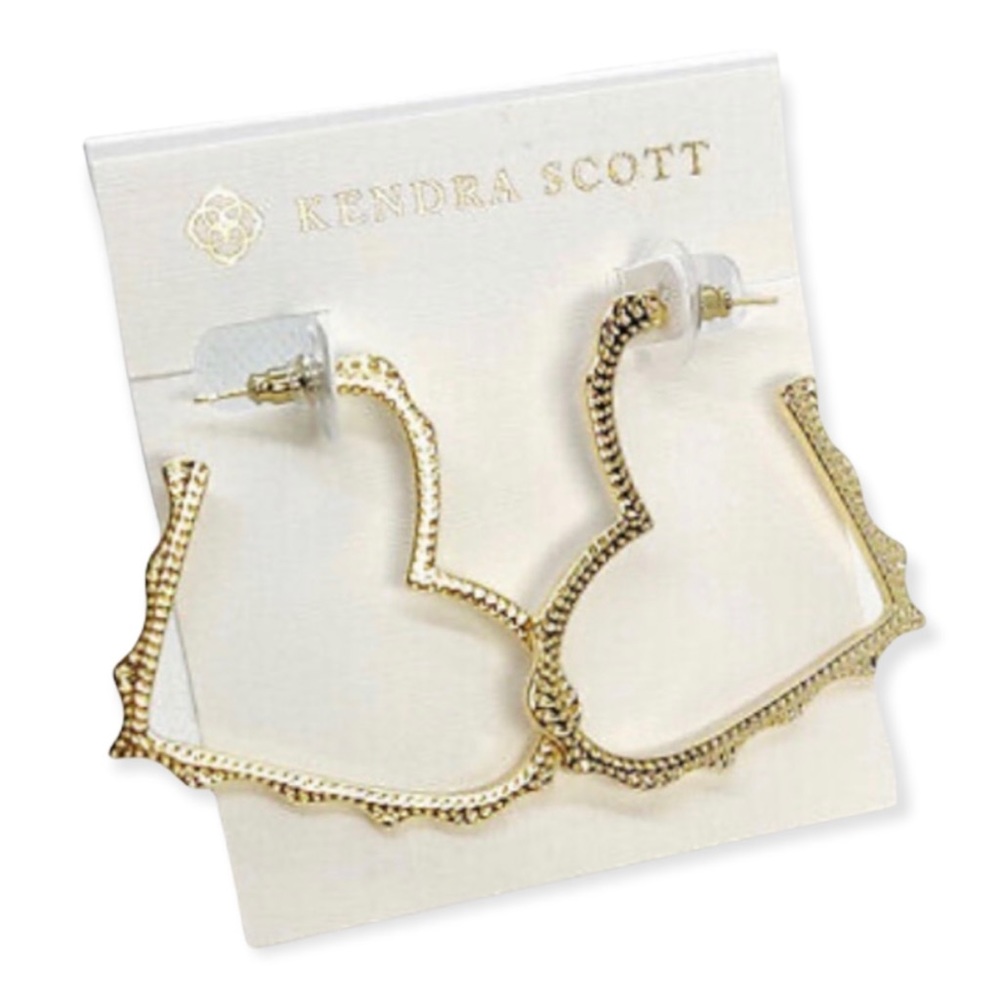 KENDRA SCOTT Sophee Heart Hoop Earrings 14K Gold Plated Stud Back NWT